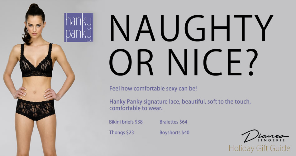 Naughty or Nice, Hanky Panky, Dianes Lingerie Holiday Gift Guide