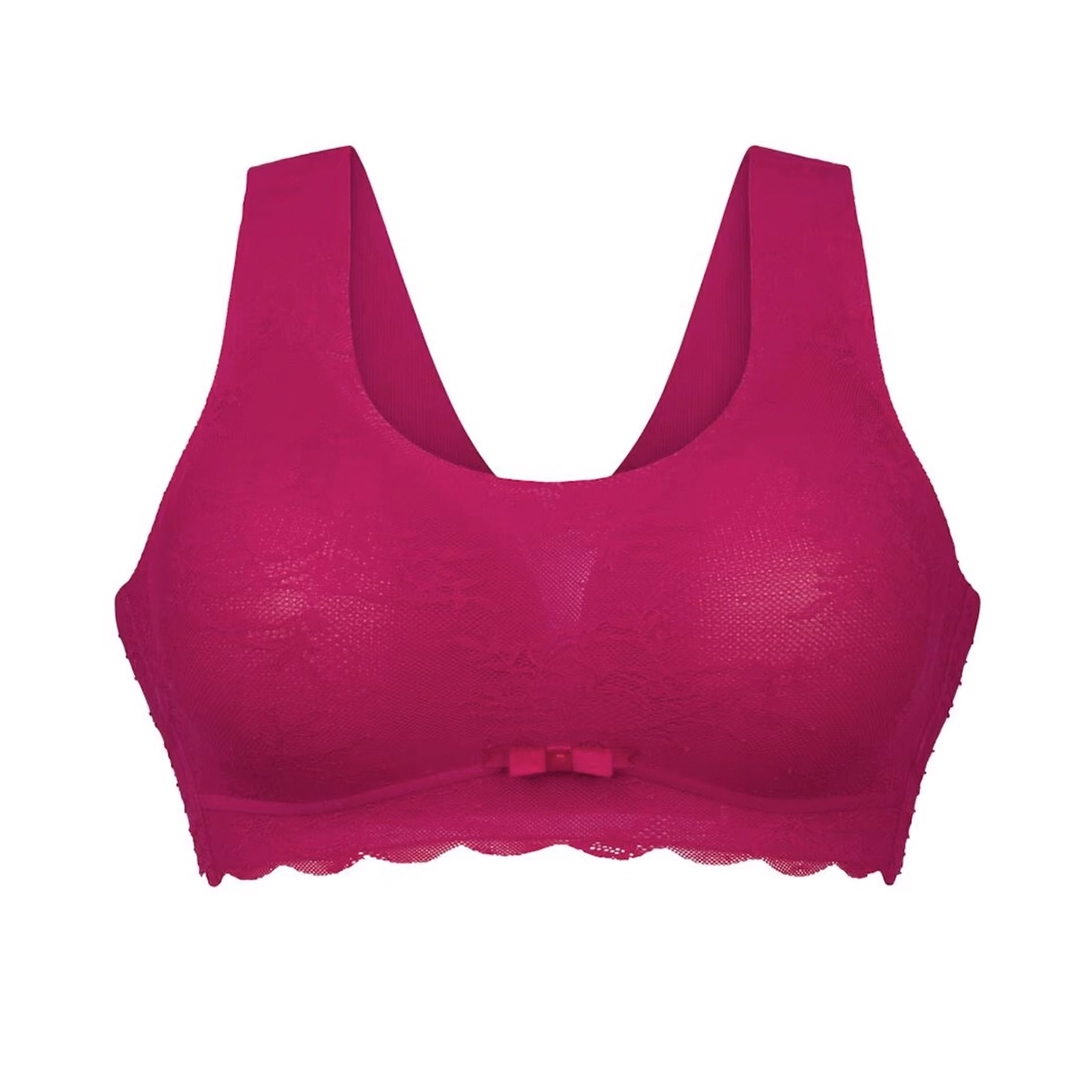 Rhinestone Seamless Push Up Bra Set Back Red/Pink Plus Size Brand